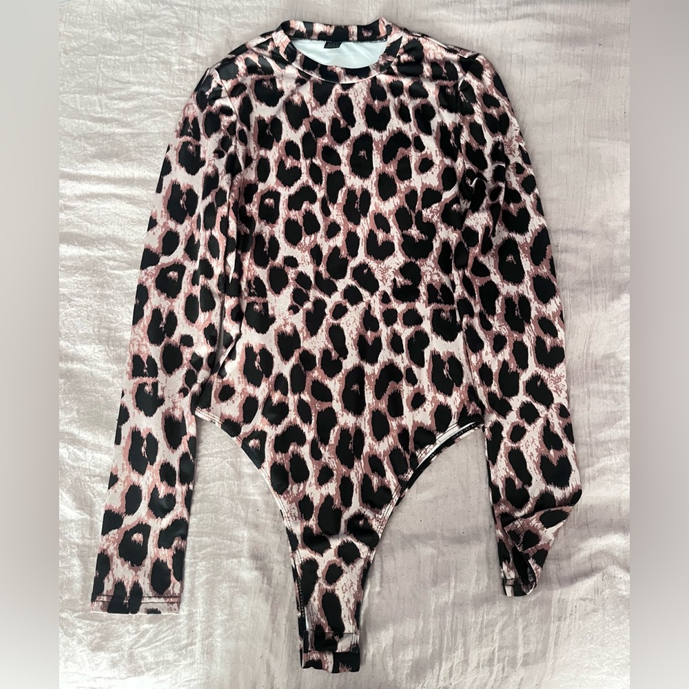 SHEIN Leopard Print Bodysuit - Black and Brown